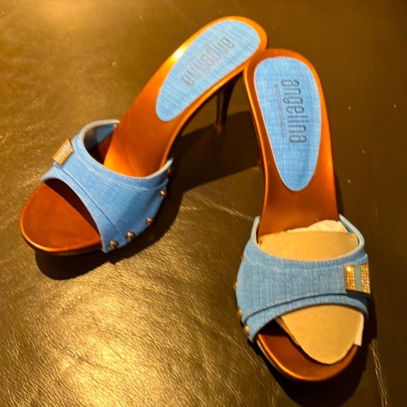 Angelina Shoes Angelina Blue Slide Heels Poshmark
